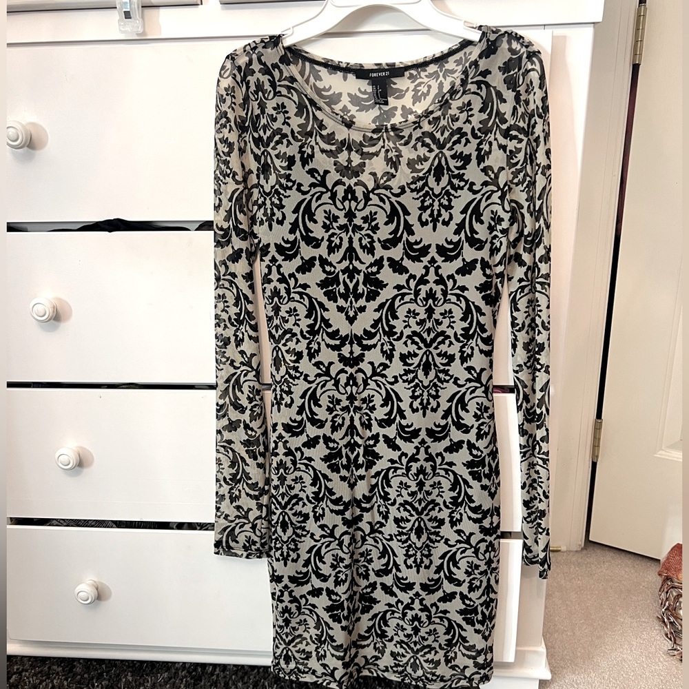 Damask Print Dress